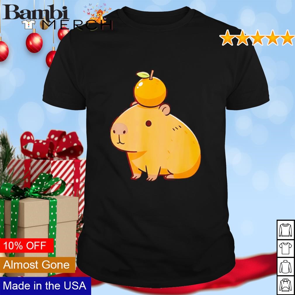 Funny Capybara with orange on the head Capybara shirt