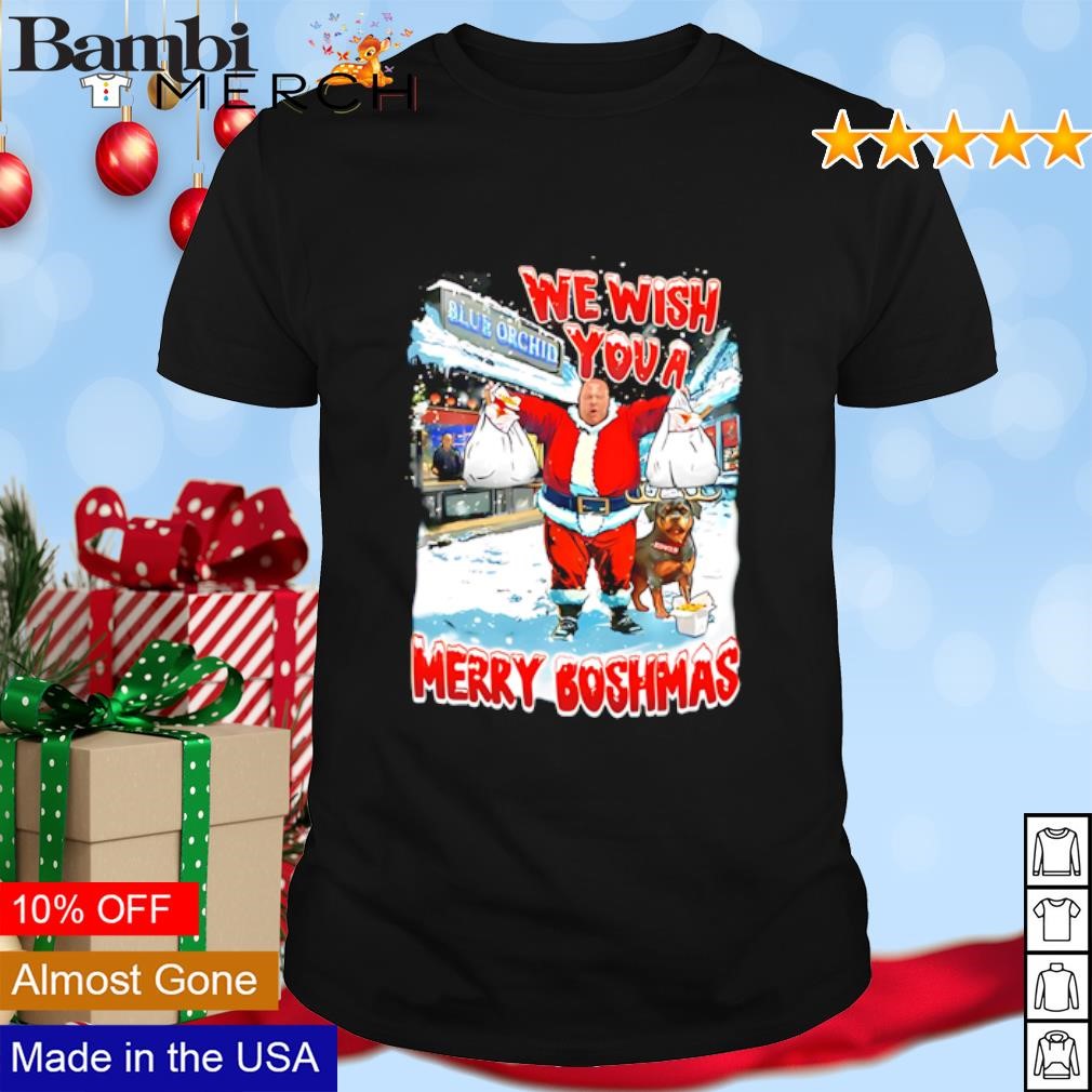 Funny We wish you a Merry Christmas Boshtok Big John Santa Blue Orchid shirt